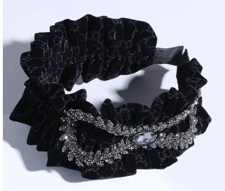 Wholesale Rhinestone Velvet Heavy Industry Full Diamond Bow Headband
